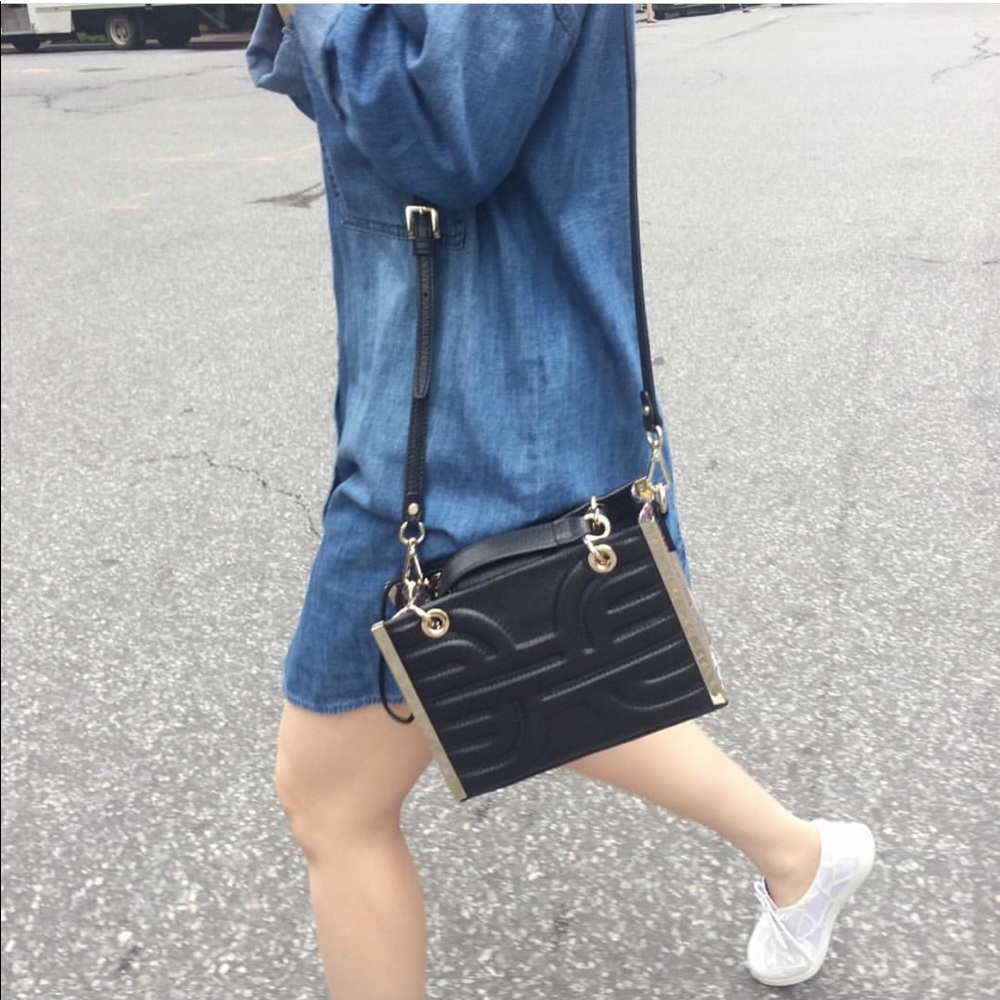 NEW HEIRLOOM Black Embossed Leather Structured Bag